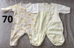 ユニクロ フライスカバーオール　ツーウェイオール　イエロー　アニマル　70