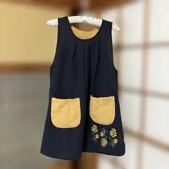 コーデュロイエプロン ネイビーとイエローのサムネイル