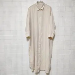 GU ジーユー (M)　リネンブレンド シャツワンピース　ベルト不足