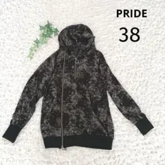 PRIDE　プライド　パーカー【38】日本製　ジッパー右寄　個性的　総柄