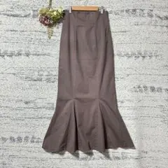 スナイデル　ハイウエストヘムフレアスカート　モカ　Mサイズ　ロング　ストレッチ