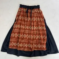 REMUS レイヤードスカート 民族柄 M（C756）