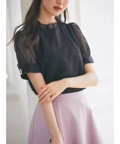 新品未開封＊トッコ　プチフリルフロッキードットブラウス　透け感シアー上品清楚楊柳