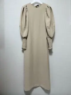 NOBLE ボリュームスリーブワンピース ベージュ