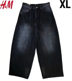 新品 H&M スーパーバギーデニム ブラック XLサイズ W34