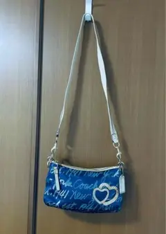 COACH コーチ ショルダーバッグ ブルー　ダブルハート　2way