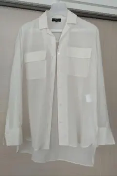 Theory ホワイト ポケット付き長袖シアーシャツ S(M相当)