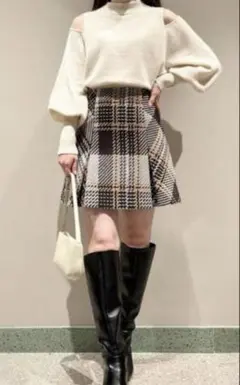 SNIDEL ロービングチェックミニスカート