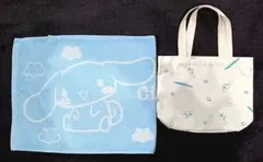 【シナモロール】フェイスタオル＆キャンパストートバッグ