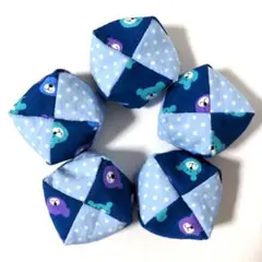 座布団型お手玉5個 ✼くまさん柄 ✼　ハンドメイド