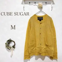 CUBE SUGAR カーディガン 長袖　マスタードイエロー　おしゃれ ボタンのサムネイル