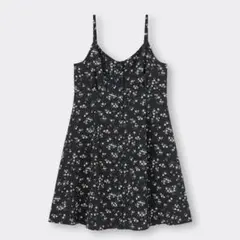 【新品未使用】GU キャミワンピース 花柄 黒 ブラック M 肩紐調節可能
