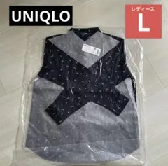 新品（ジオメ）ブラックL【レーヨン プリント ブラウス】