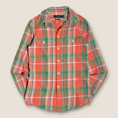 【インド綿】ポロラルフローレン チェック 長袖シャツ S レディースM相当