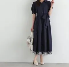 【試着のみ】プロポーションボディドレッシング エンブロイダリーシャツワンピース