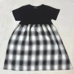 コムサイズム　Tシャツ　ワンピース　ブラック　チェック　130