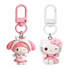【新品・未開封品】 ハローキティ　マイメロディ　キーホルダー 2個セット　樹脂製