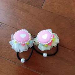 ハートモチーフ ヘアゴム 2個セット