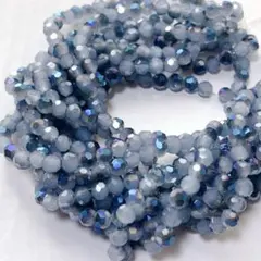 bm022/SALE！ガラスビーズ◇多面カット　ブルー系　5連