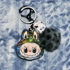 labubu キーホルダー オーロラ アクリル ブラック ビーズ