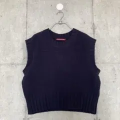 コトニエ プレミアムラムクロップドベスト ネイビー XL 廃盤品