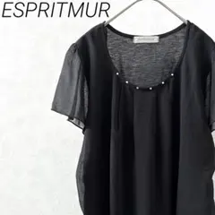 ESPRITMUR ブラウス 半袖 クルーネック ラインストーン 大きめ 透け感のサムネイル