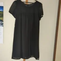 シフォン半袖黒ワンピース 11号