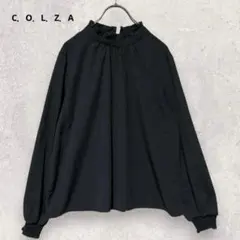 C.O.L.Z.A フリルハイネックブラウス M ブラック きれいめ フェミニン