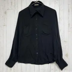 ◆クラブクラブクラブ　長袖　シアーシャツ　ドルマンスリーブ　ポケット　黒　M
