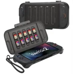 Switch2用 衝撃吸収収納ケース 半透明ブラック 軽量 カード10枚収納可能