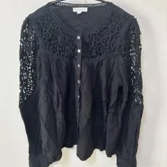トップス 羽織 ブラック レースス リーブシャツ M 美品