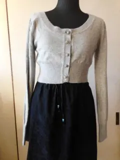 グレー 長袖 クロップドカーディガン・ボレロ