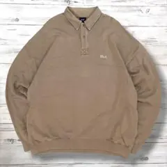 HUF ハフ ハーフボタンスウェット 刺繍ロゴ ブラウン XL 1219