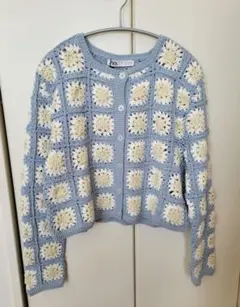 zara　クロシェディティール　カーディガン