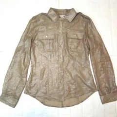 Calvin Klein ベージュ長袖シャツ 光沢　S