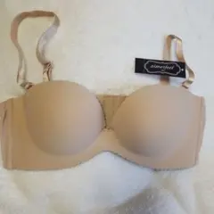 タグ付き未使用 aimerfeel 超盛ブラ ストラップレス ベージュ B70