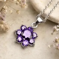 okagon様 天然石 アメジスト アメシスト 薔薇 ローズ ネックレス 