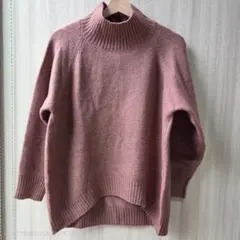 CINEMA CLUB リブハイネックニット モカピンク M