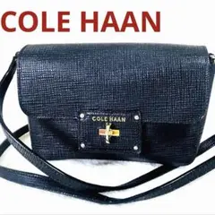 【美品コールハーン COLE HAAN ミニショルダー ターンロック ブラック黒