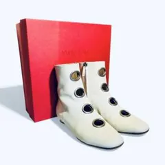 【美品】valentino レザー ショートブーツ　37.5 アイボリー