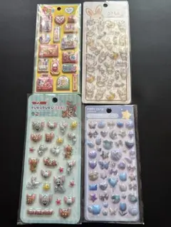おもちゃシールおしゃれセット・ぷくぷくシール　トムジェリ・うさもち他　４点セット