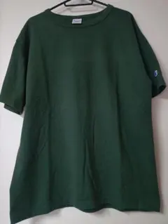 Champion T1011 ダークグリーン Tシャツ L　無地