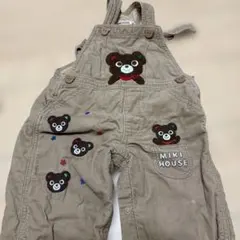 MIKI HOUSE クマ刺繍オーバーオール 95cm未満