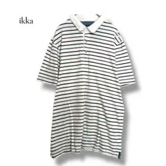 ikka イッカ ポロシャツ L ボーダー 半袖 コットン100% ホワイトのサムネイル