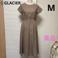 美品　GLACIER ブラウン 半袖 ロングワンピース ハニーズ　M グラシア