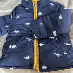 恐竜柄中綿ジャケット ネイビー/イエロー　リバーシブル