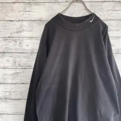 古着 90's NIKE ロンT 刺繍ロゴ シンプル コットン 希少 黒 M