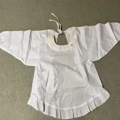 ホワイト割烹着 レース襟 フリル付き