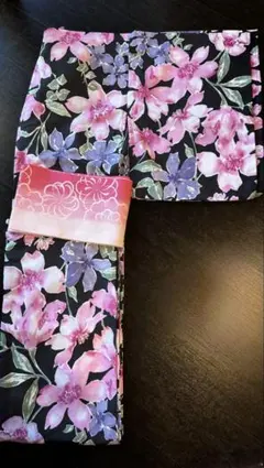 【美品】浴衣・帯セット 紺地花柄