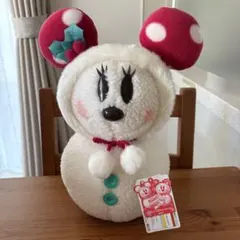 ミニーマウス 雪だるまぬいぐるみ フリース製 約30cm